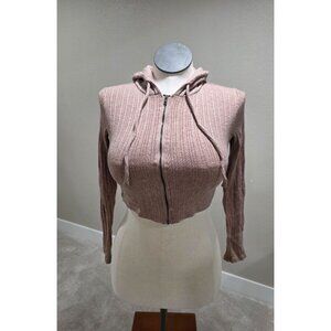 Aeropostale Ribbed Cropped Zip-Up Hoodie M